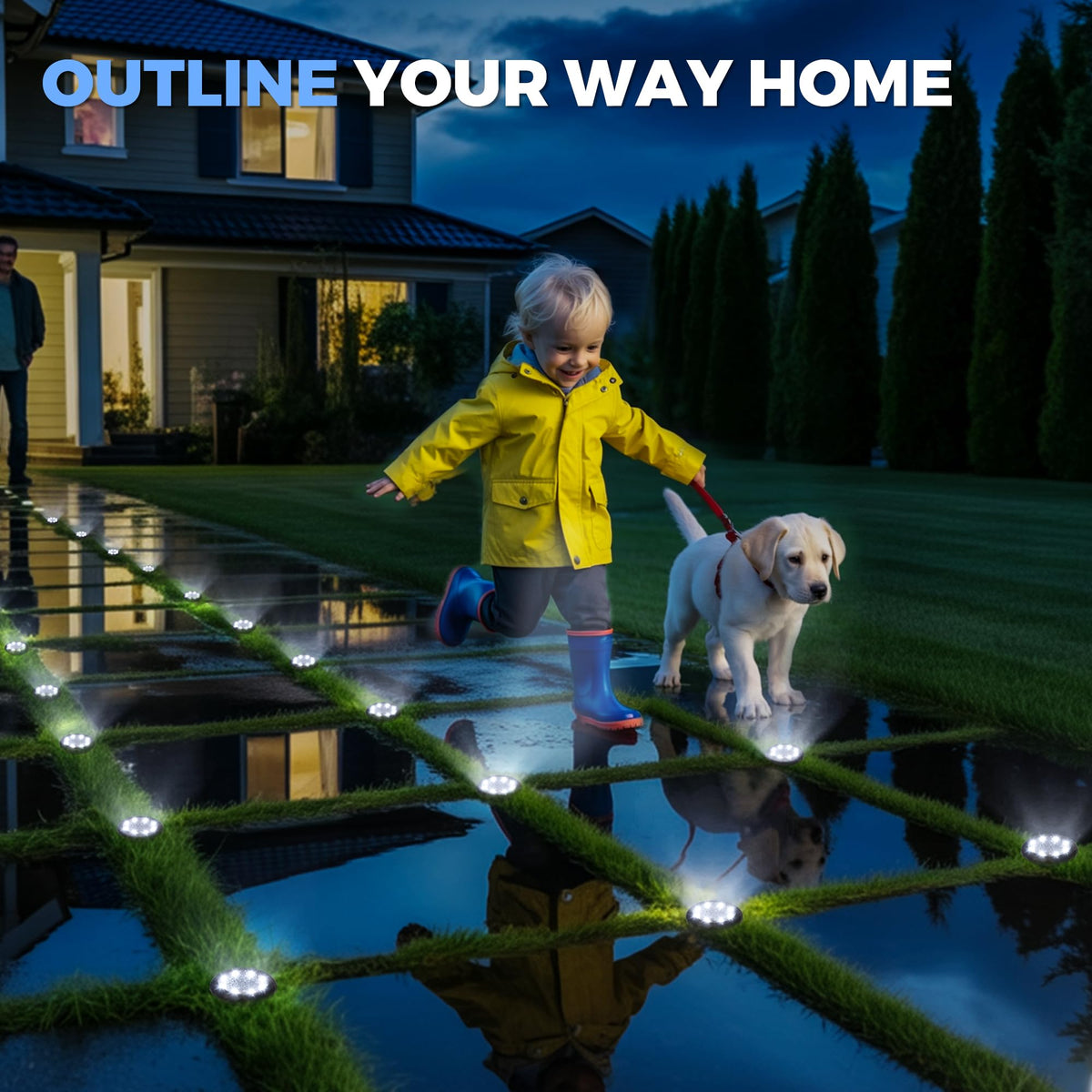 SOLPEX mini solar ground light flush with lawn for low-profile lighting.