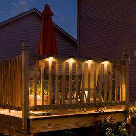 SOLPEX solar deck light for fence adds ambient glow and guidance.