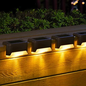 SOLPEX solar deck light on stairs provides warm, safe illumination for nighttime steps.