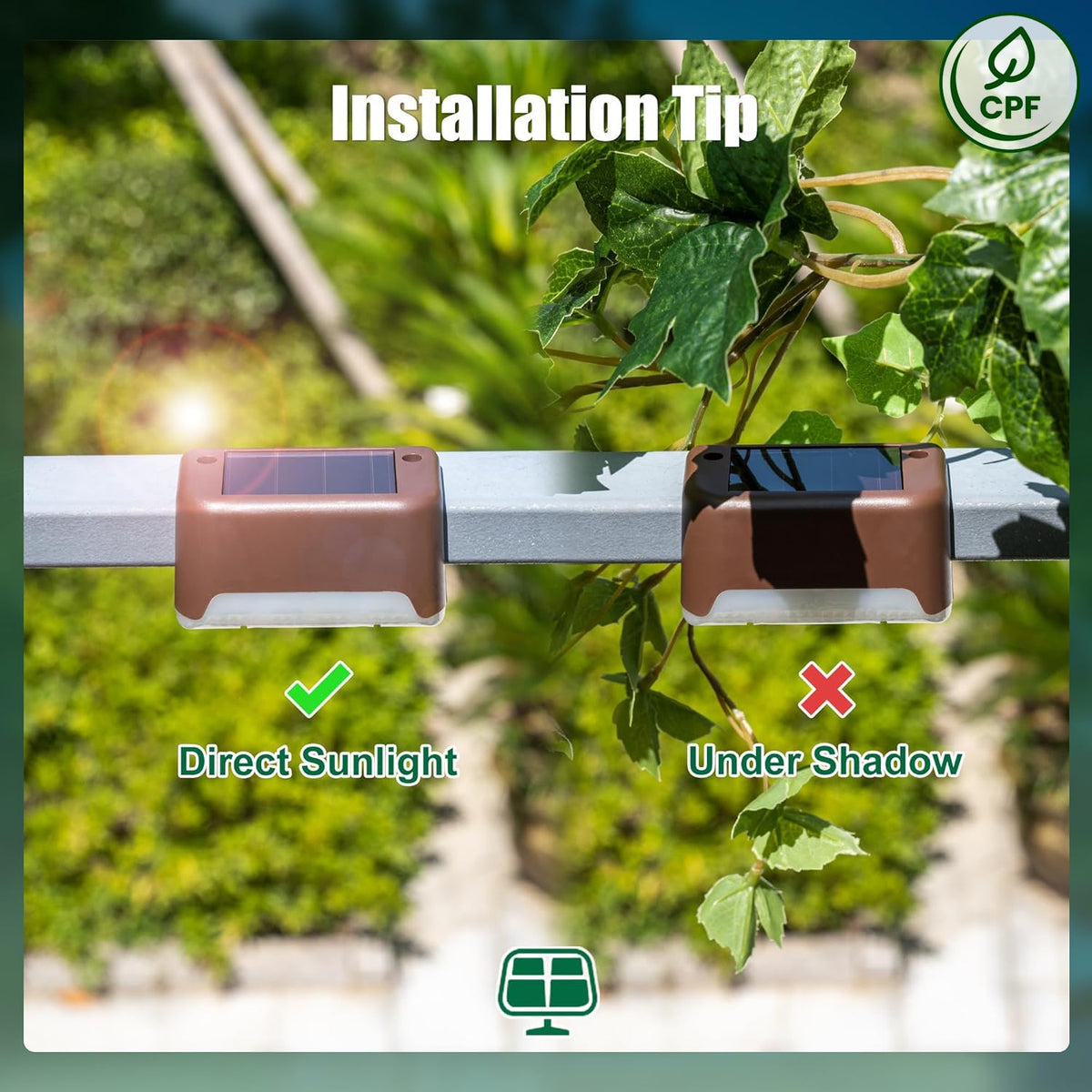 SOLPEX solar deck light auto-on at dusk for hands-free operation