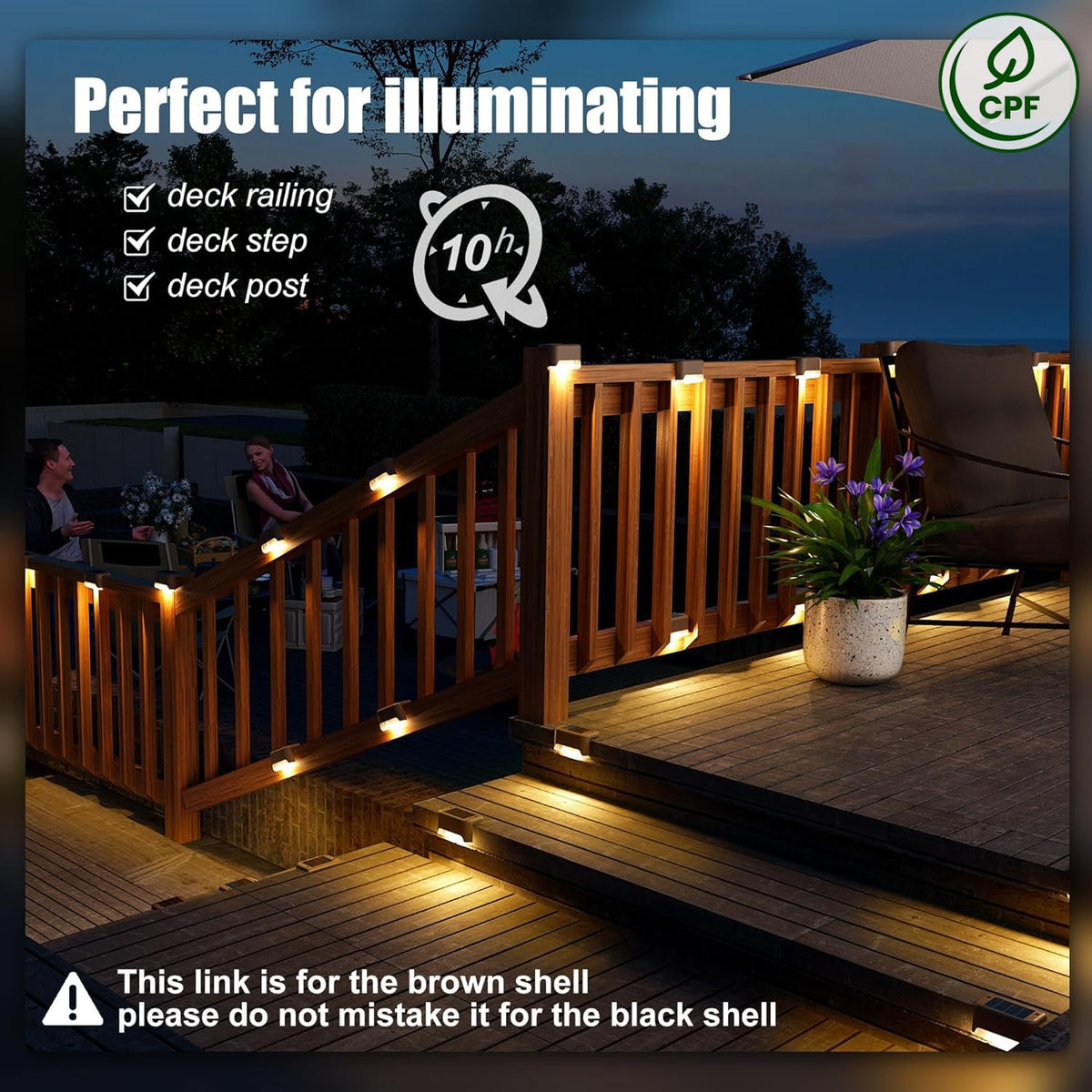 SOLPEX solar deck light illuminates fence and yard with energy-free light