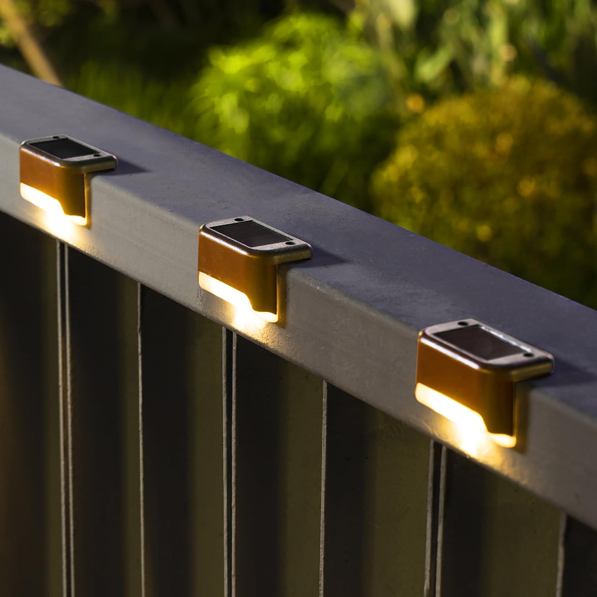 SOLPEX solar deck light provides warm white glow for safer outdoor stairs