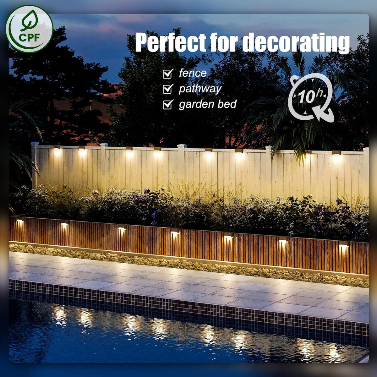 SOLPEX solar deck light highlights yard paths for easy nighttime navigation