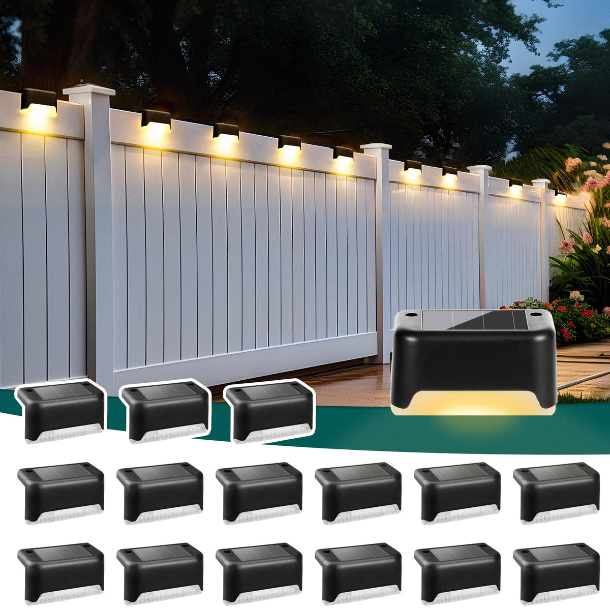 Solpex stair-light: a solar deck light illuminates steps for safer nighttime access.