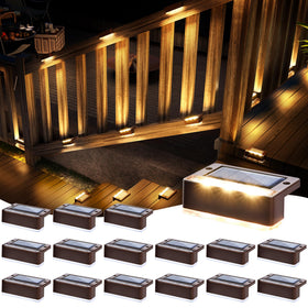 SOLPEX solar fence lights with dual-directional glow brighten fences and steps at dusk