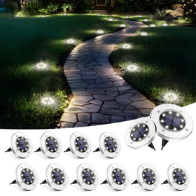 SOLPEX solar ground light disk pack illuminates pathways with energy-efficient performance.