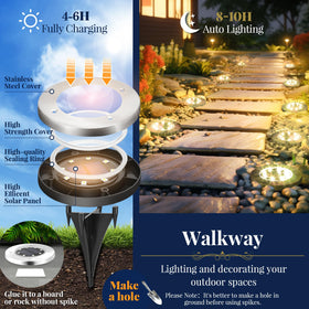 SOLPEX solar ground light disk lighting a meandering garden border