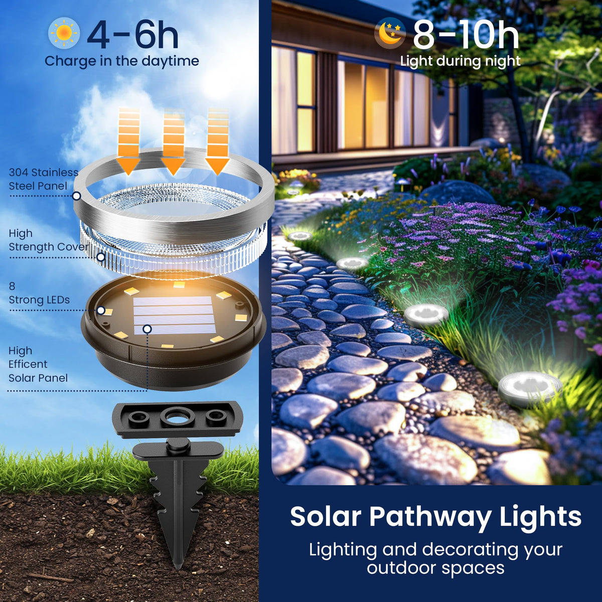 SOLPEX ground light easily installs by pushing into soil, no wiring required.