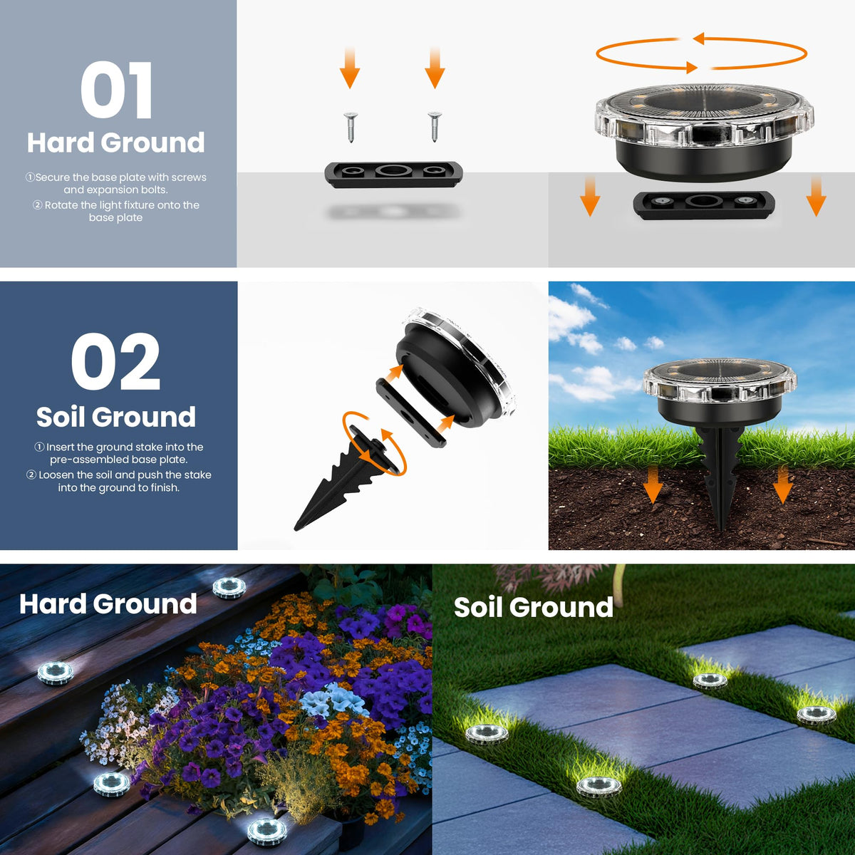 SOLPEX IP65-rated lights withstand weather for year-round outdoor use.