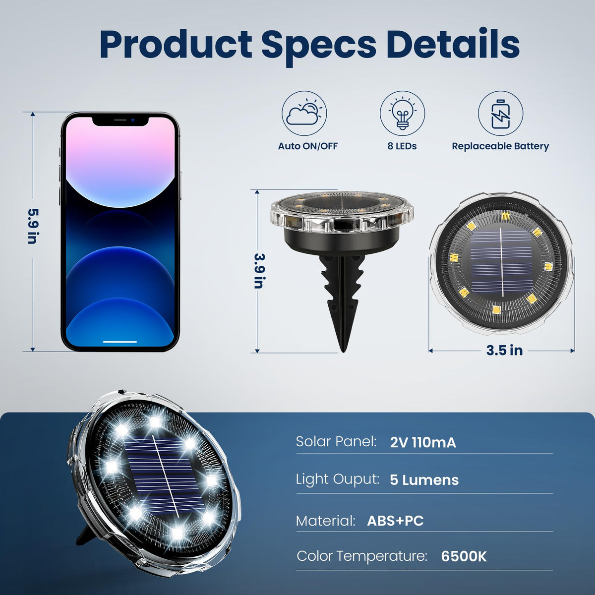 SOLPEX solar ground lights along walkway and patio create welcoming outdoor ambience.
