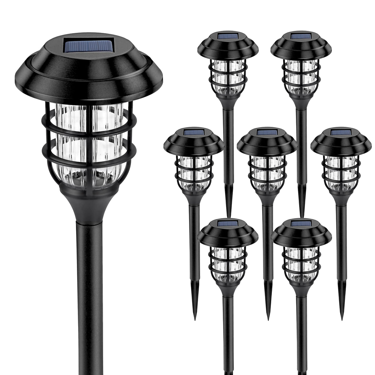 SOLPEX outdoor solar lights with snowflake pattern illuminate walkways at night