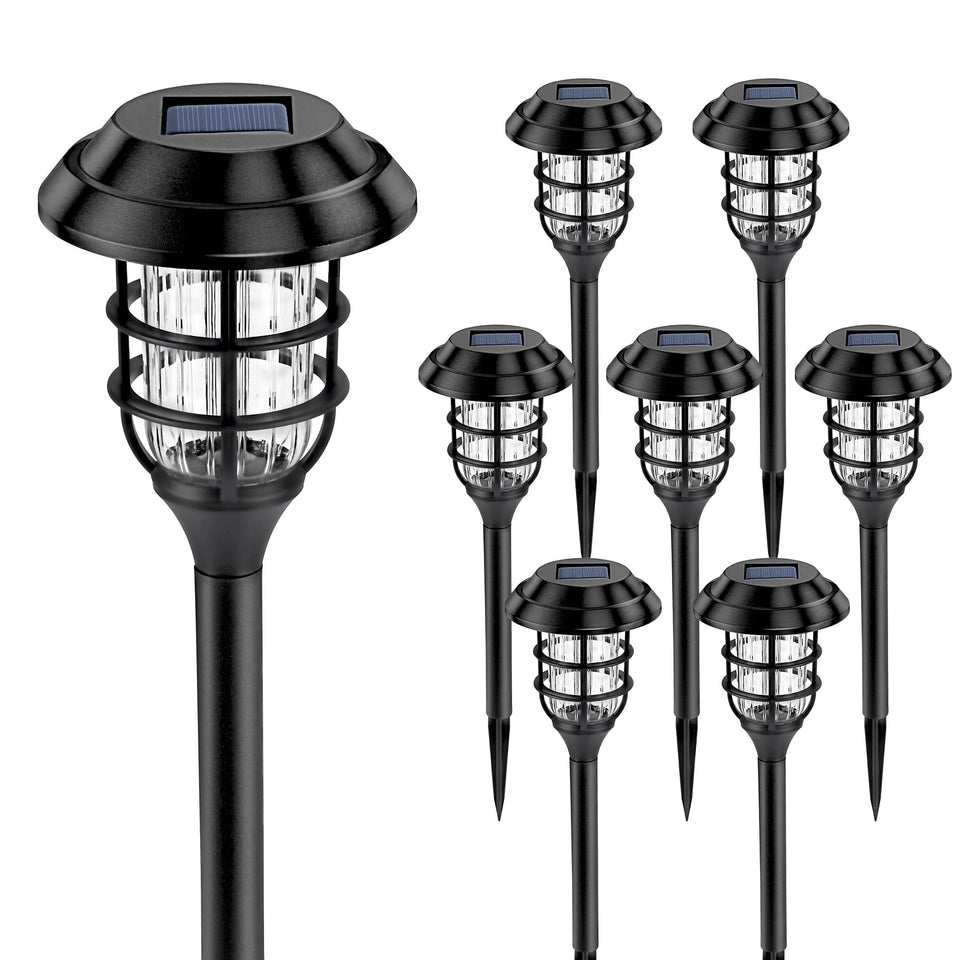 SOLPEX outdoor solar lights with snowflake pattern illuminate walkways at night