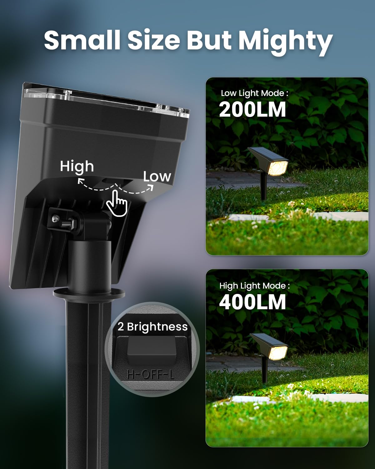 SOLPEX solar spot light installed as a ground stake for yard accents