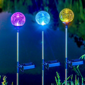 SOLPEX yard decorative lights staked along a lawn edge