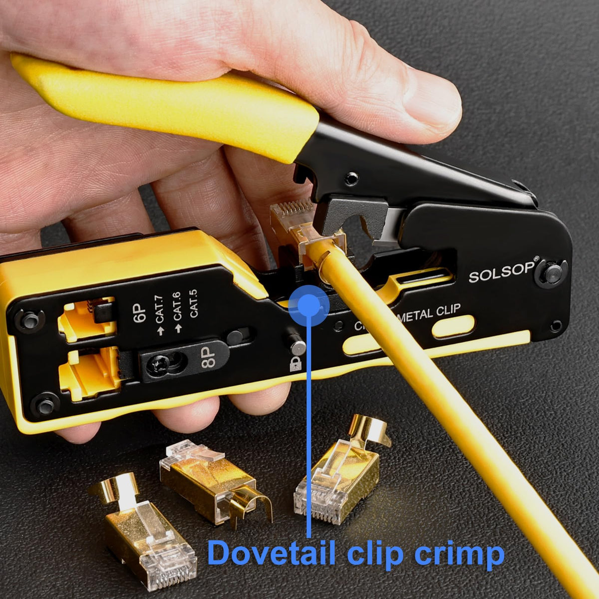 Solsop 50-pack Cat6 pass-through connectors ready for fast terminations.