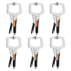 SOLUDE 6-Inch C-Clamp Locking Pliers with heavy-duty grip for woodworking