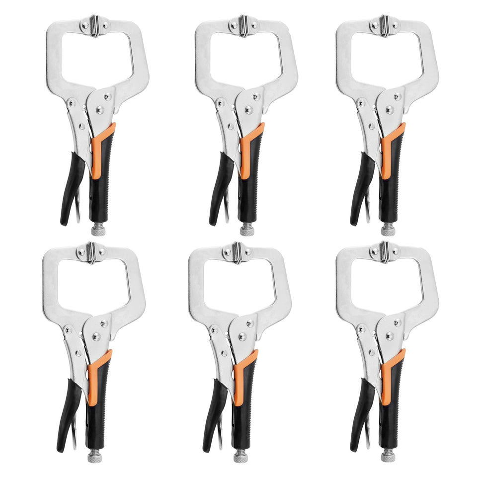 SOLUDE 6-Inch C-Clamp Locking Pliers with heavy-duty grip for woodworking