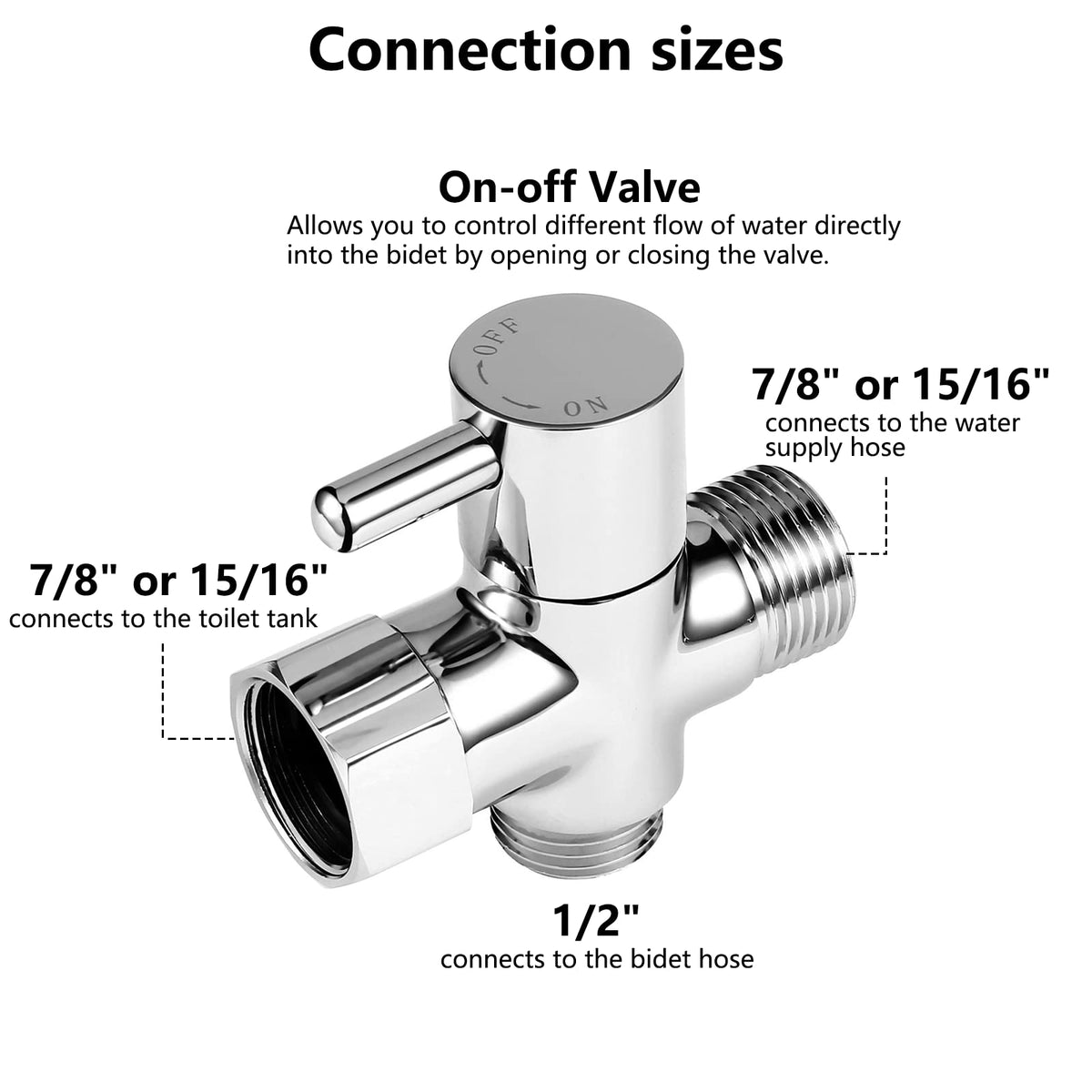 SOMDARHK bidet t-adapter chrome-plated finish detail emphasizing corrosion resistance.