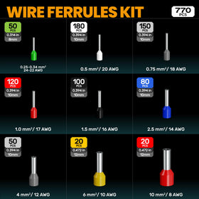 SOMELINE insulated ferrules AWG24-8 assortment ready for projects.