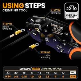 SOMELINE ratcheting mechanism closeup enables consistent crimps