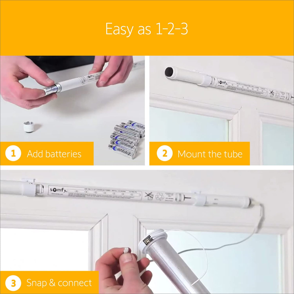 Somfy mounting clips enable quick, tool-free installation