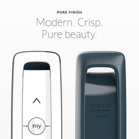 Somfy Situo 5 Pure remote top shot displays the mounting plate and neat design.