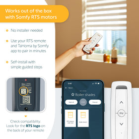 Somfy TaHoma groups shades by room for synchronized control.