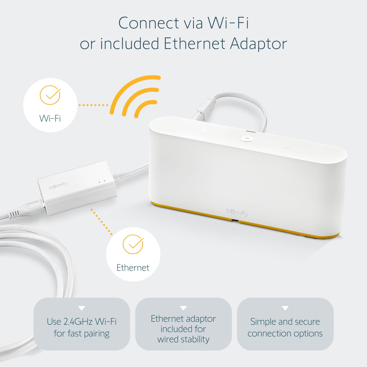 Somfy TaHoma works with Alexa and Google for hands-free shading control.