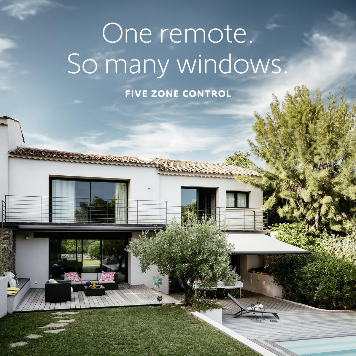 Somfy Telis 1 Patio remote enhances outdoor comfort with programmable shading.