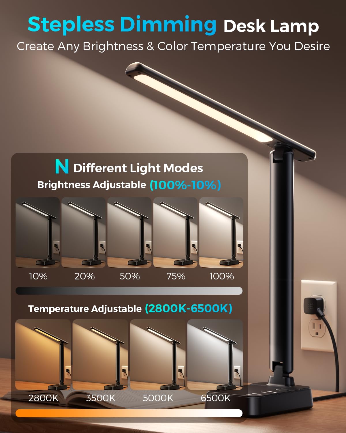 Sompaty foldable desk lamp saving space on small desks
