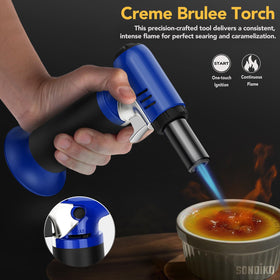 Sondiko torch refillable and compatible with small butane tanks.