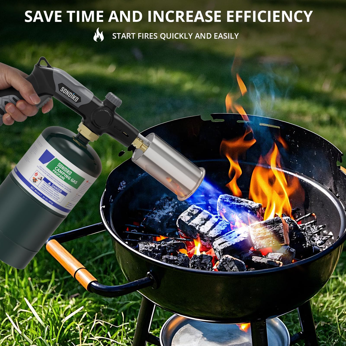 Sondiko L8010 torch used as a campfire starter