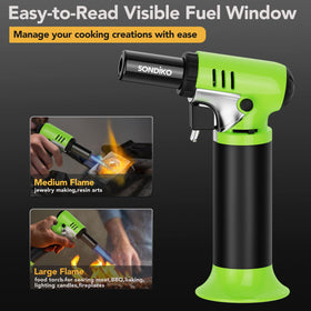 Sondiko torch lets you ignite and adjust flame with one hand for effortless use.