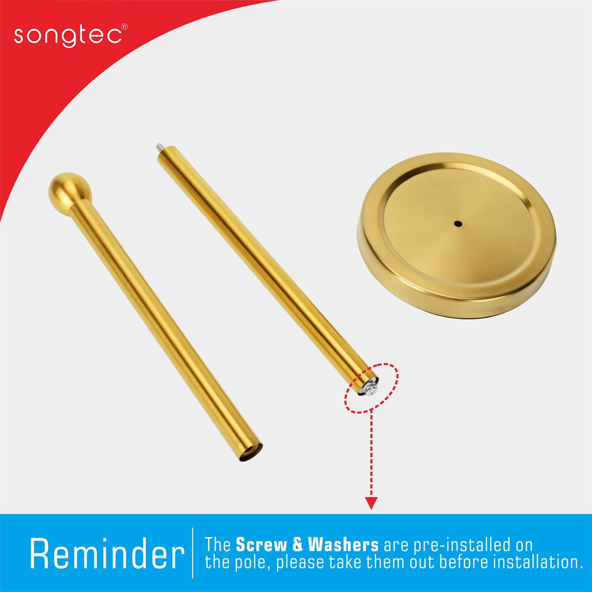 Songtec Gold Easy to assemble stand with no wall mounting required.