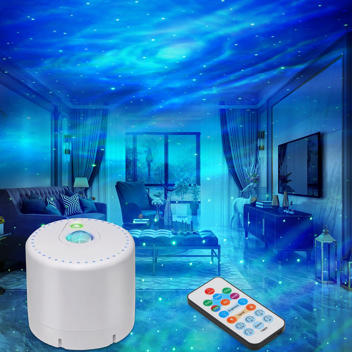 Sonhonron Star Projector galaxy-nebula fills the ceiling with relaxing ambiance.