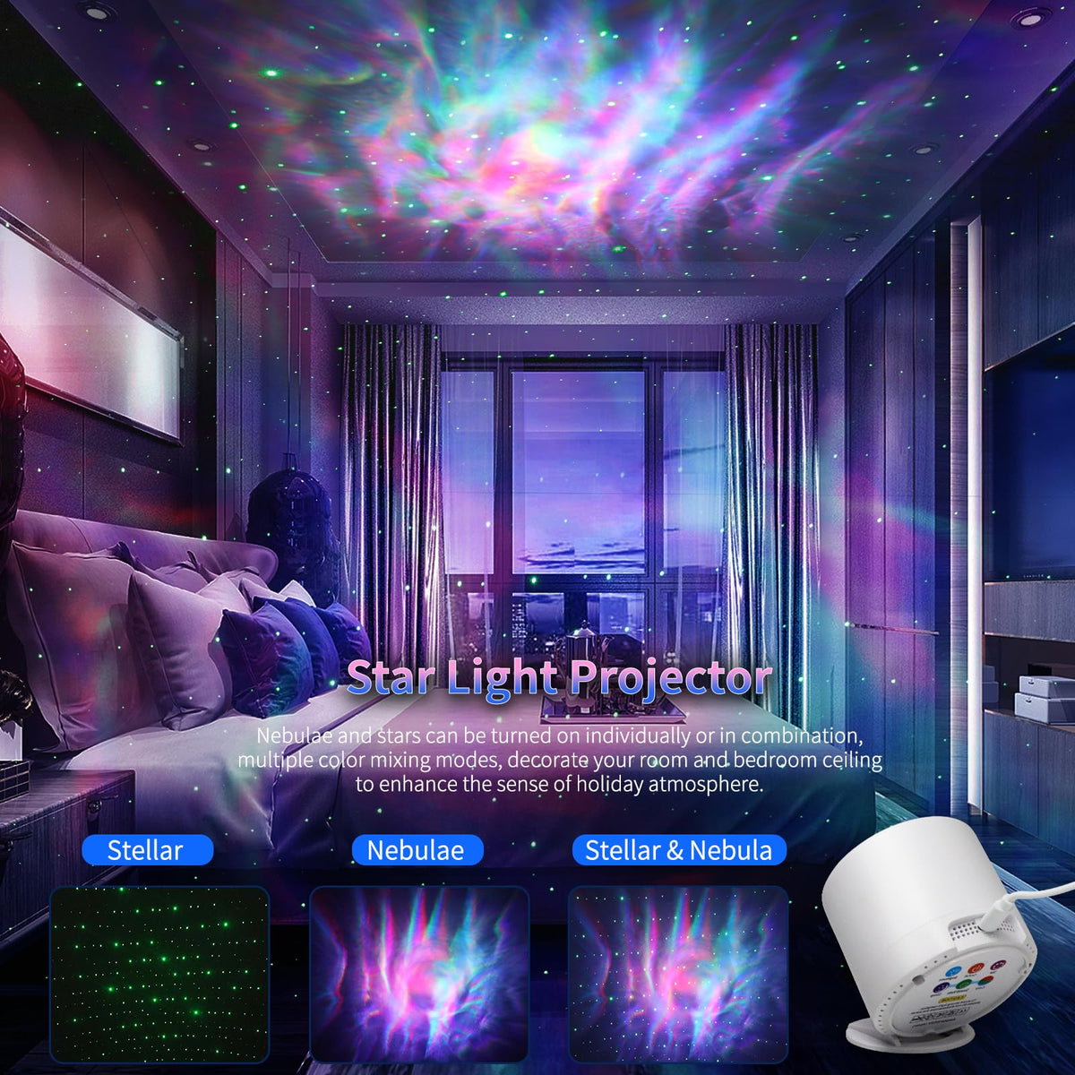 Sonhonron Star Projector remote-control enables quick sleep mode adjustments.