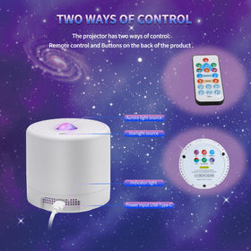 Sonhonron Star Projector rgb-nebula casts vivid colors across the room.