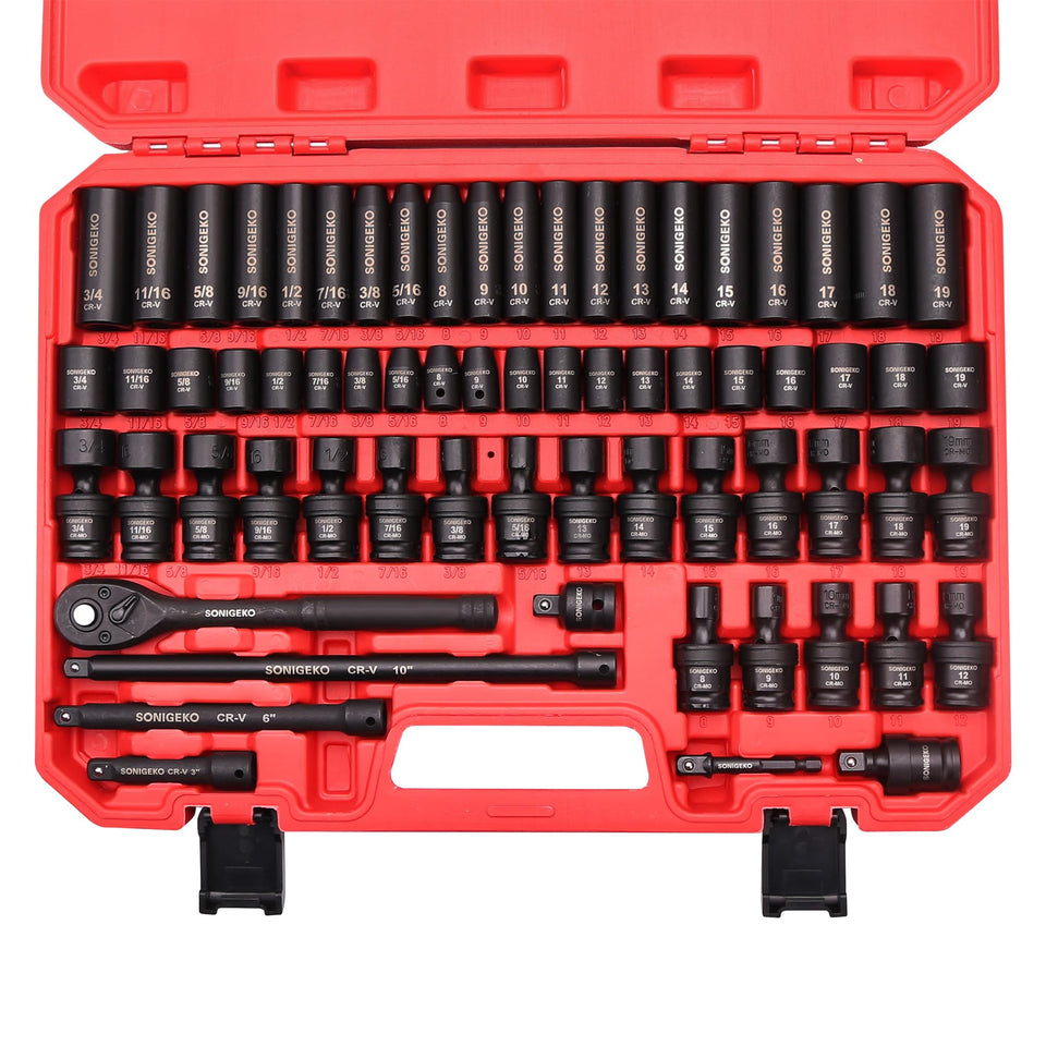 SONIGEKO 38-drive socket set package ready for quick automotive repairs.