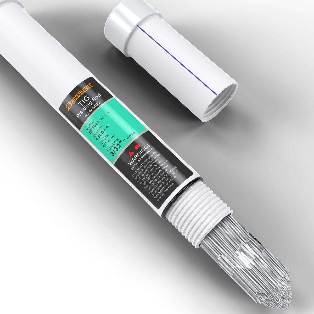 SONNLER ER4043 welding arc demonstrates a stable weld with low spatter for aluminum.