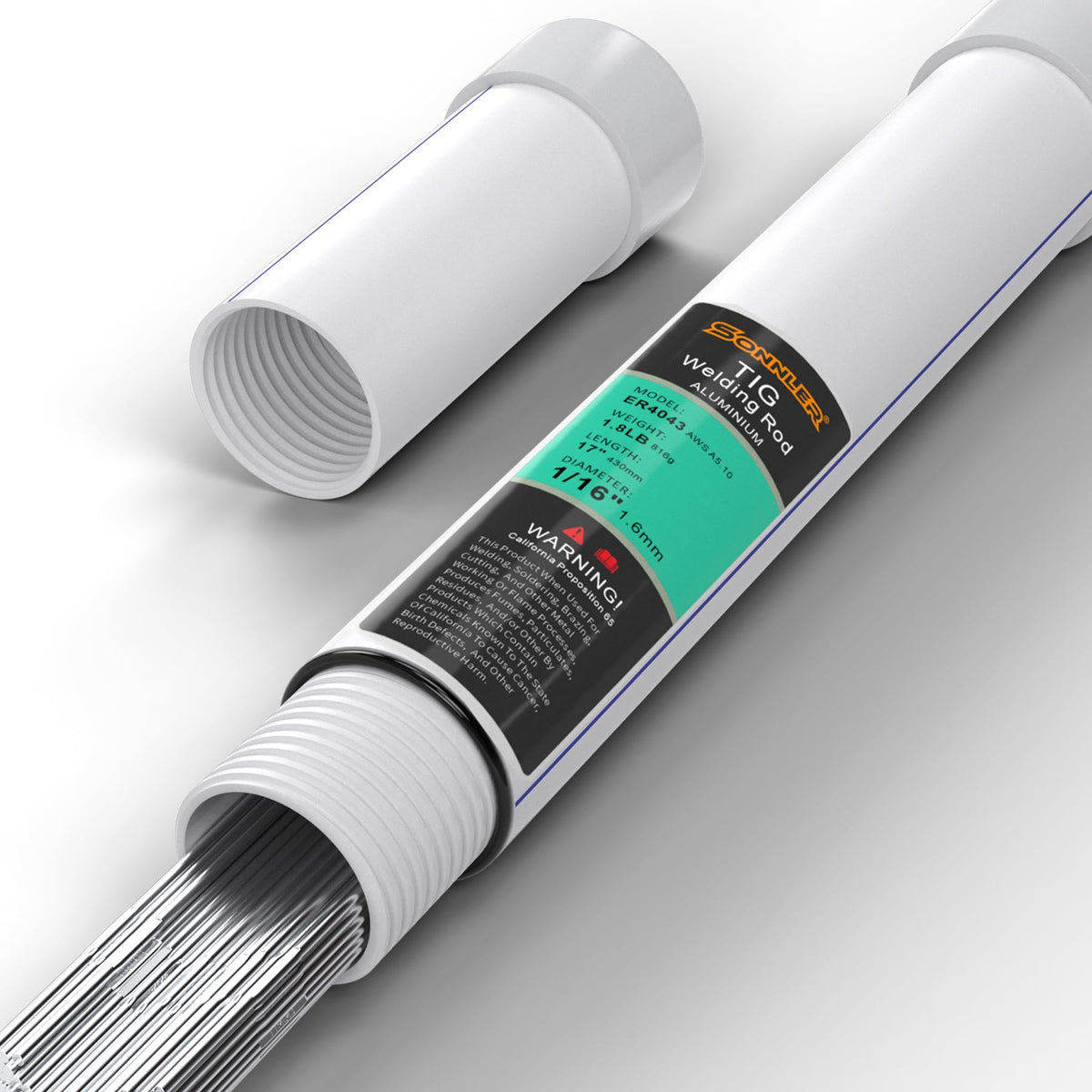 SONNLER ER4043 TIG welding rod on aluminum spool ready for use with smooth bead potential.
