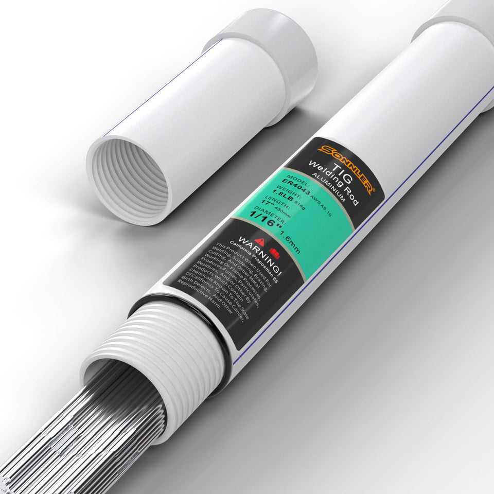 SONNLER ER4043 TIG welding rod on aluminum spool ready for use with smooth bead potential.