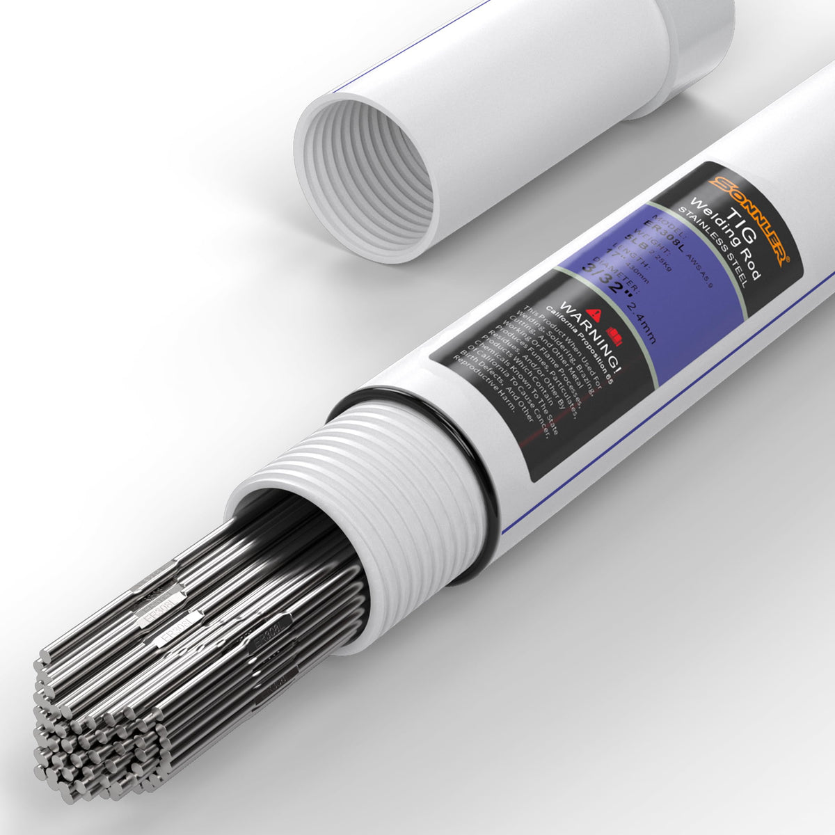 SONNLER ER308L TIG rod 16-inch view for precise stainless welds and low spatter