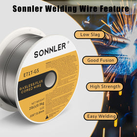 SONNLER E71T-GS mild steel wire compatible with HF, Forney, and Lincoln welders.
