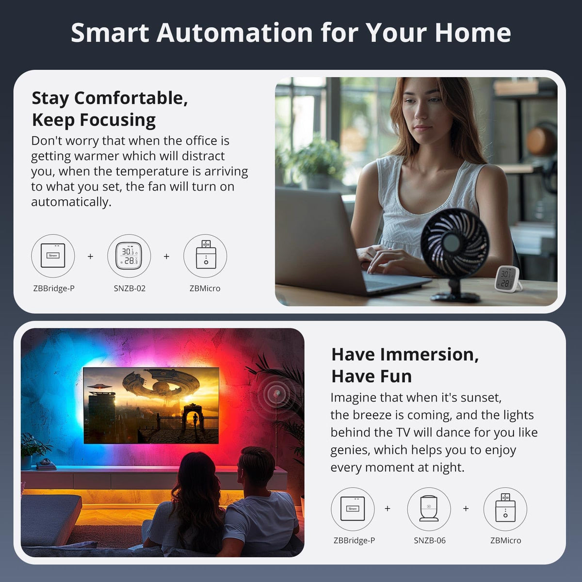 SONOFF compact smart plug in-use with charging device and cable