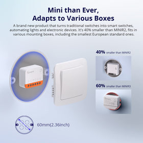 SONOFF MINIR4 detach relay mode shows independent control of switch and relay.