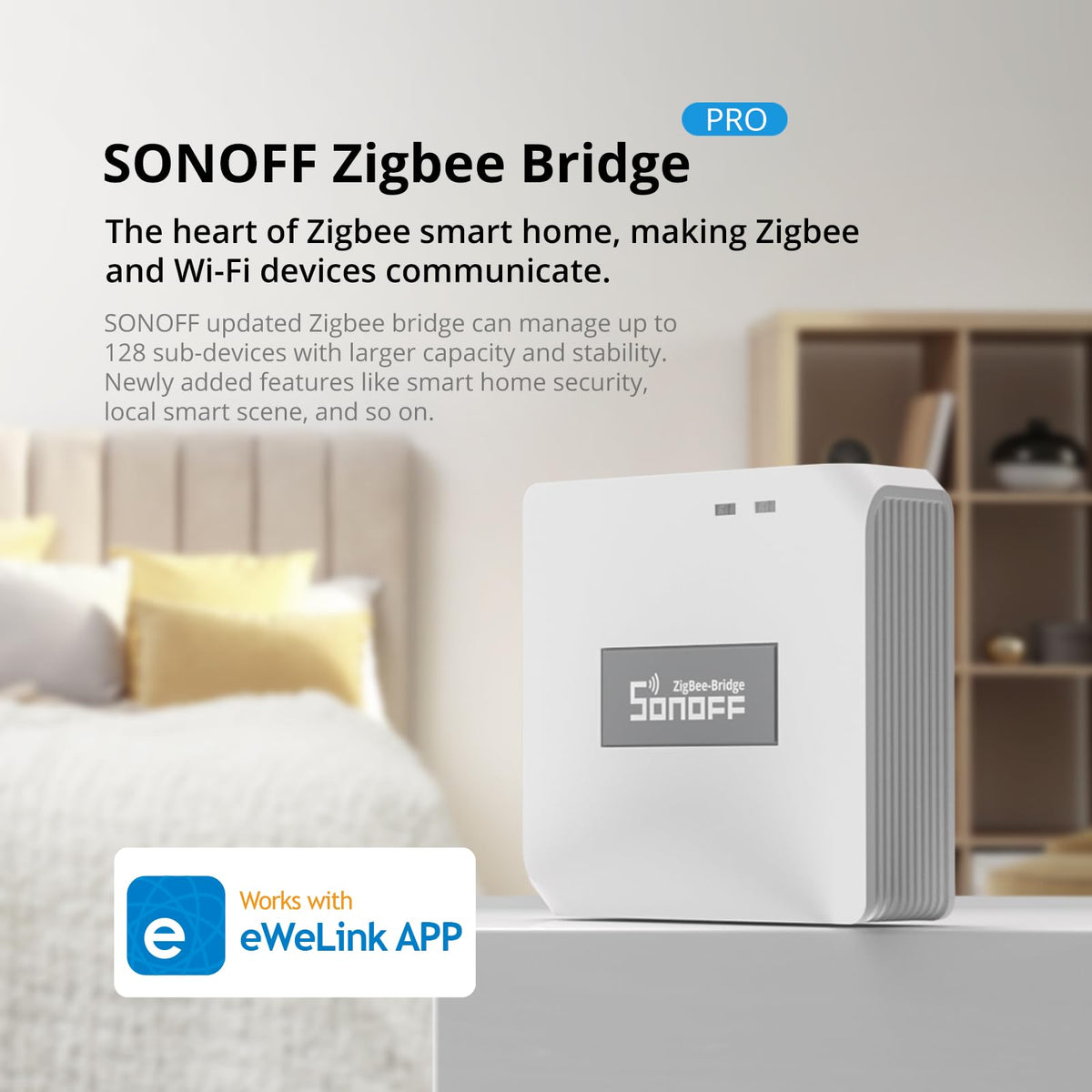 SONOFF Zigbee Bridge Pro Hub installation scene showing easy onboarding of devices.