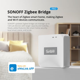 SONOFF Zigbee Bridge Pro Hub installation scene showing easy onboarding of devices.
