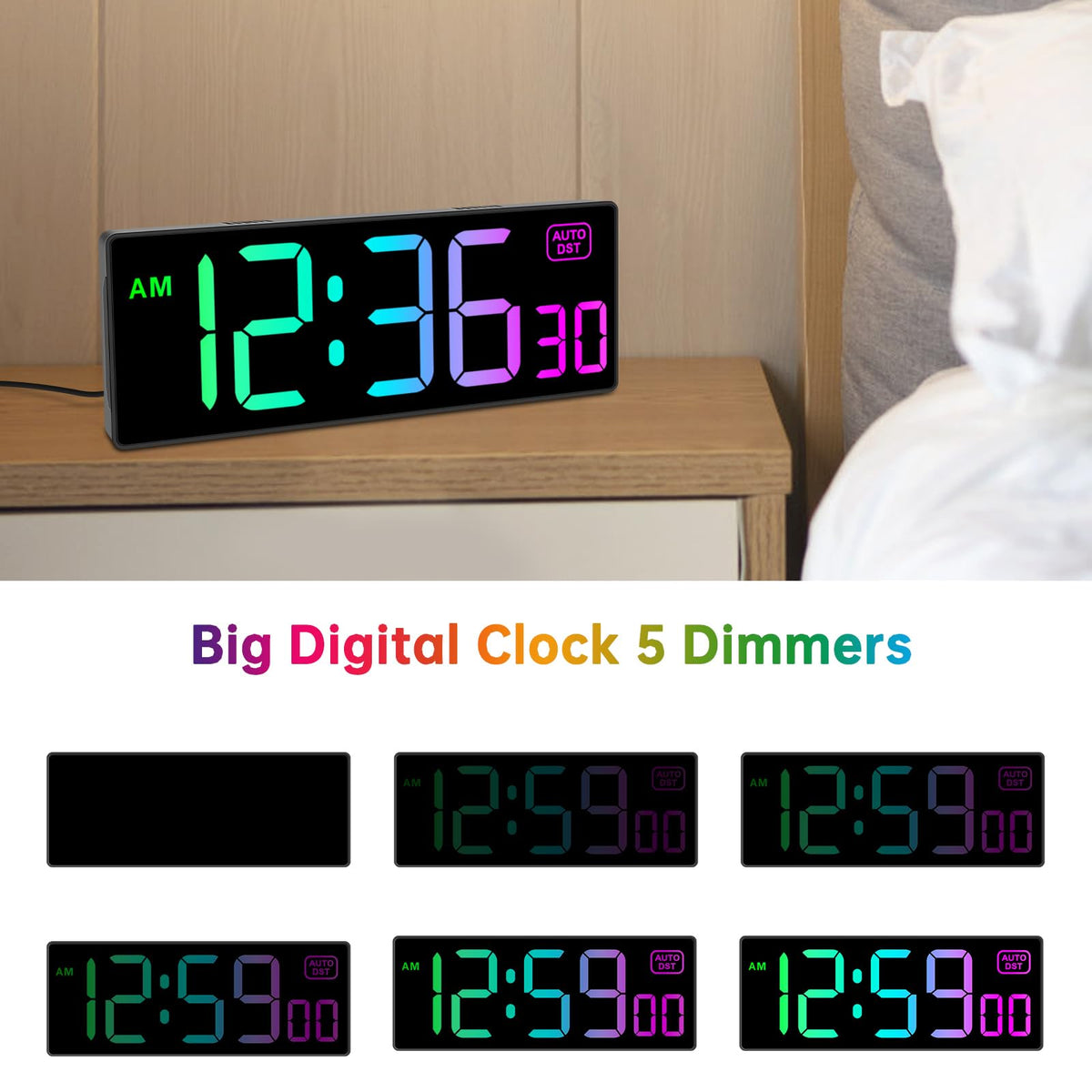 Soobest clock with a 6-foot power cord for flexible mounting