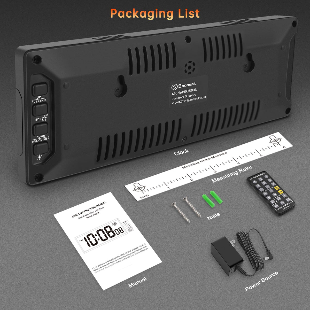 Soobest wall clock with power adapter and battery backup to prevent resets