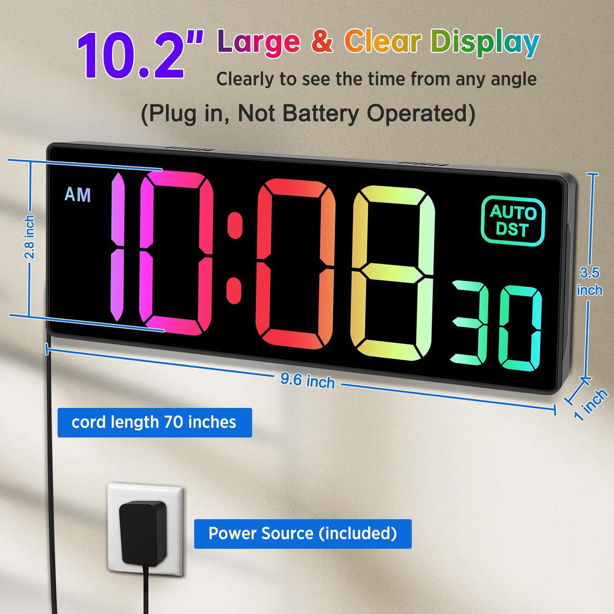 Soobest wall clock showing RGB color modes for mood and room styling